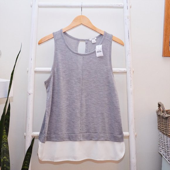 NWT J. Crew Grey White Tank Top - Picture 2 of 3